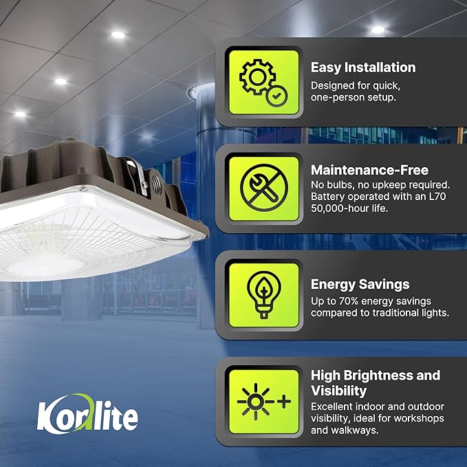 Konlite - 40W (5450LM) Residential & Commercial Indoor & Outdoor Lights for Shops, Garages & More, Outdoor Light Fixture, UL, Dark Bronze