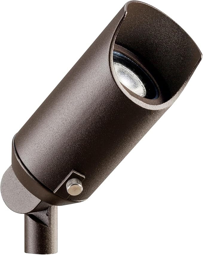 Kichler 6" Mini Outdoor Accent Light in Textured Architectural Bronze, 12V LED Adjustable Spotlight, (6" L x 2.5" H), 15384AZT,Brown