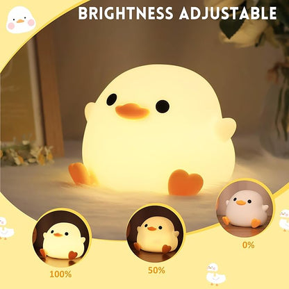 DoDo Duck Night Light, Duck LED Night Light, Nursery Silicone Bedside Touch Lamp for Home Bedroom Decor, Rechargeable Dimmable USB Timer, Birthday Easter Xmas Gifts for Kid Baby Teen