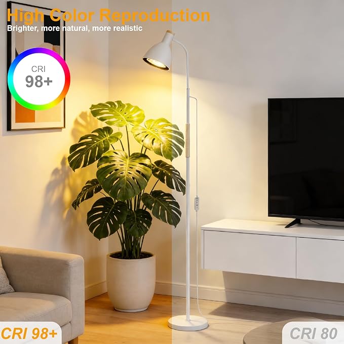Plant Light for Indoor Plants, Full Spectrum 75" Standing Grow Light for Tall Indoor Trees, Grow Lamp for 20W 98 CRI LED Bulb, Auto 4/8/12H Timer & Flexible Gooseneck for Middle to Large Plants
