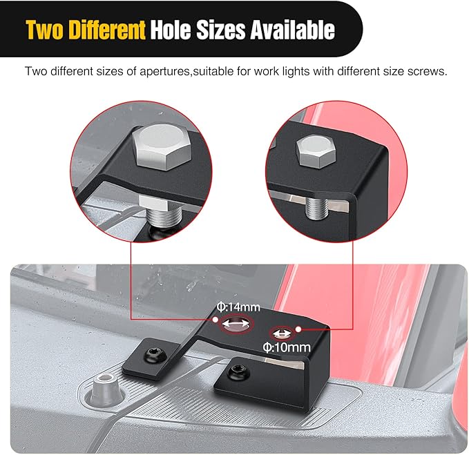 Nilight 2PCS Lower Windshield Hinge Mounting Brackets A-Pillar Brackets for Offroad LED Fog Light Pods for 2021 2022 2023 2024 2025 2026 Ford Bronco