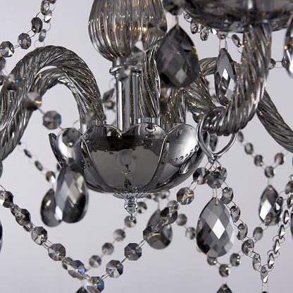 Saint Mossi 5 Light Modern K9 Crystal Chandelier, Contemporary Pendant Ceiling Lighting Fixture for Dining Room,Bedroom,Living Room with Adjustable Chain (Smoky Gray)