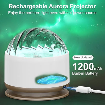 HUMIIEYE Northern Light Projector, Battery Operated Aurora Night Light with Timer Function, 13 Colors Galaxy Lamp Ripple Ceiling Projector Mood Ambient Lighting for Bedroom Adults Kids Room Girl Gift