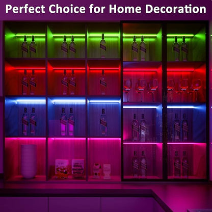 Benreom 6 Pcs RGB Under Cabinet Lights Kit, Smart App and Remote Control Under Cabinet Lighting, Dimmable Under Counter Lights for Kitchen, Plug in LED Lights Bar for Cabinet, Counter, Workbench, Desk