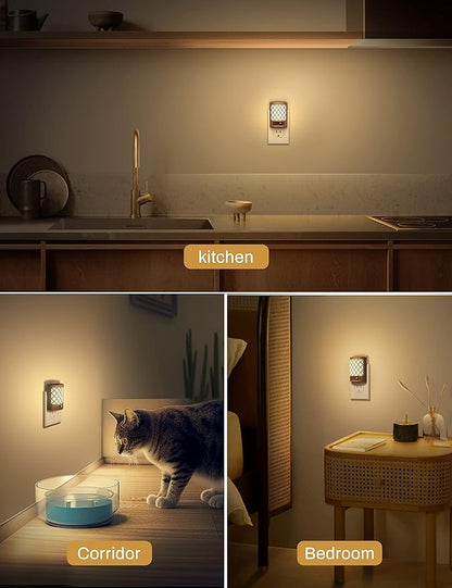 DORESshop Vintage LED Night Light Plug in, Dusk to Dawn Sensor, Dimmable Night Light, 1W (15W Equivalent), Adjustable Brightness from 0LM-60LM, Soft White 3000K for Bedroom, Hallway, Nursery, 4 Packs