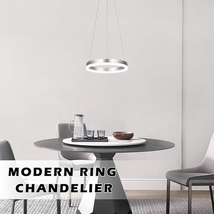 12" Nickel Led Ring Chandelier Ring Modern Led Chandelier 3 Pack Modern Pendant Lights Led Pendant Lights Adjustable Height Light Contemporary Light Fixture for Kitchen Island Dining Room
