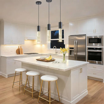 Black Pendant Lights Kitchen Island, Crystal Bubble Pendant Lights, Adjustable Modern Pendant Light Fixtures for Dining Living Room Bedroom 3 Pack