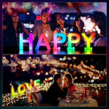 Light Up Letters Marquee Letter - Music Sync RGB Color Changing LED Lights Letter Logo Game Lights for Girls Women Party Birthday Christmas Valentine's Day Wall Desktop Decoration (MRGB-H)
