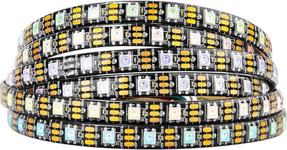 BTF-LIGHTING WS2812B IC RGB LED Strip,UL Listed,Pure Gold Wires,DC5V 16.4FT 300LED 5050SMD,Individually Addressable,Flexible for DIY Chasing Full Color Project,3M Tape,IP65(No Adapter or Controller)