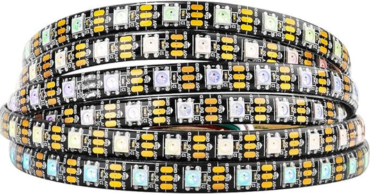 BTF-LIGHTING WS2812B IC RGB LED Strip,UL Listed,Pure Gold Wires,DC5V 16.4FT 300LED 5050SMD,Individually Addressable,Flexible for DIY Chasing Full Color Project,3M Tape,IP65(No Adapter or Controller)