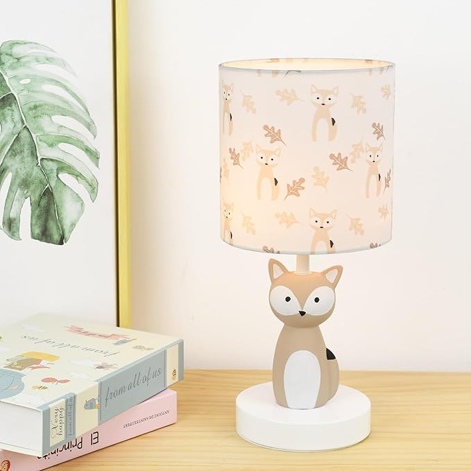 Fox LED Table Lamps with USB Port DC5V,Set of 2,Light Brown Kids Table Lamp,Night Light for Kids Room,Nursery,Bedroom,Kitchen Counter,Gameroom,Φ5.91×H12.88IN,Hand-Made