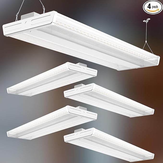 4Pack 4FT 265W LED Commercial Diamond Linear High Bay Light 37100LM[Eqv.800W MH/HPS],AC100-277V【Driver Equipped】 5000K,Linear Hanging High Bay Light,UL Complied