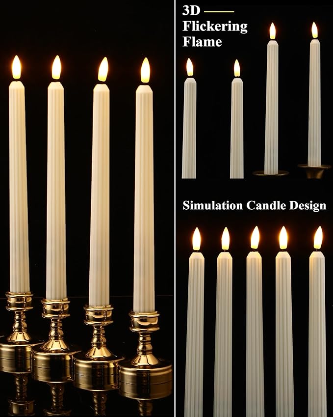 Treela 24 Pcs Flameless Taper Candles Battery Operated Bulk Fake Candles Light LED Candle Sticks Flickering Tapered for Easter Wedding Anniversary Decoration(Roman Column,11 Inch,Ivory)