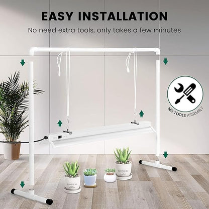 iPower LED Grow Light Stand Natural White Full Spectrum for Indoor Plant Starting Seeds and Propagating Cuttings, Height Adjustable, 2 Feet