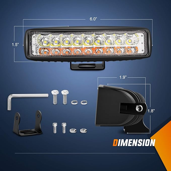Nilight LED Pods 2Pcs 54W White/Amber 6 Inch Flood Offroad Fog Light Bar Waterproof Lighting for Tractor Boat SUV ATV UTV 4WD Car Truck Motorcycle Dirt Bike Golf Cart 12V 24V