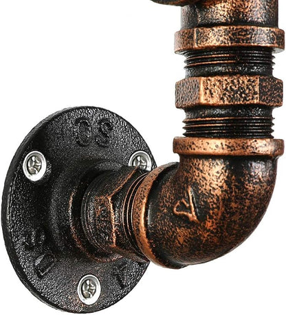 LITFAD Industrial Wall Sconce Vintage 47" Multi Lights Farmhouse Wall Light with 8 Lights and Water Pipe Bar Style Antique Wall Lamp for Living Room, Hallway, Restaurant