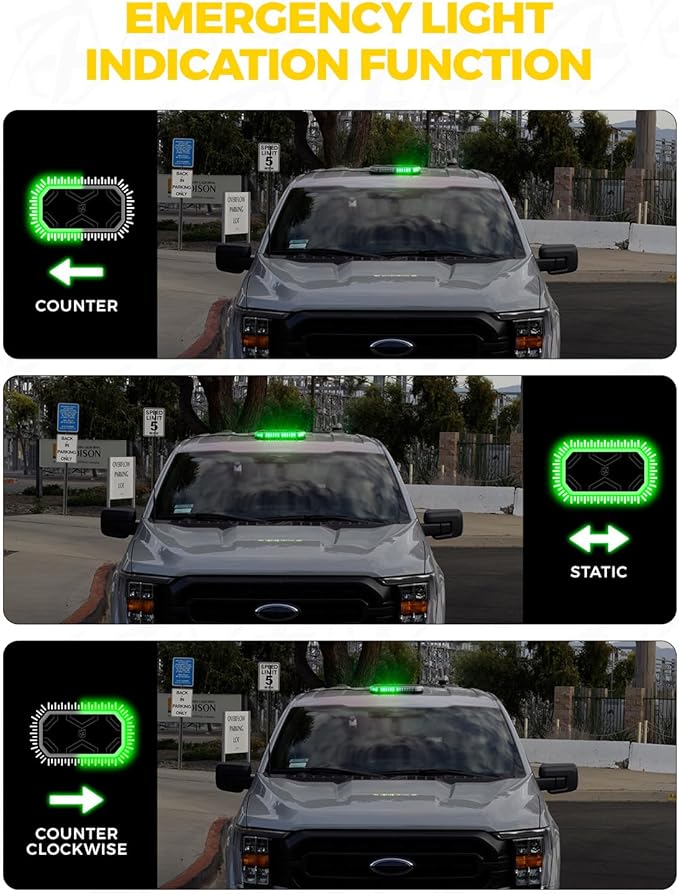 Xprite Green Rooftop Emergency Strobe Light Bar, Beacon Safety Flashing Warnin Lights w/Control Panel Magnetic Base for Construction Trucks Plows Postal Security Cars