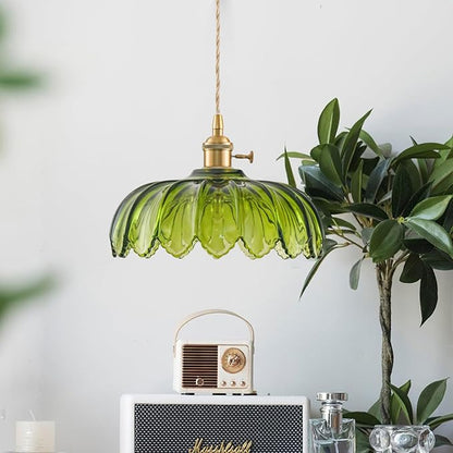 Plug in Pendant Light Fixtures, Hanging Light Fixture Glass Pendant Light, Vintage Green Hanging Lamp, Pendant Lighting for Kitchen Island, Bedroom, Dining Room, Living Room