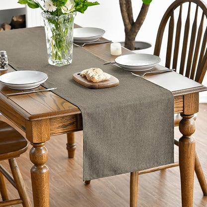 Artoid Mode Coffee Brown Table Runner, Seasonal Fall Washable Kitchen Dining Table Decoration for Home Party Decor 13x108 Inch