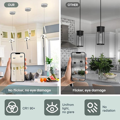 ADISUN Modern LED Pendant Light, Spiral Pendant Lights Kitchen Island, 4500K Neutral Light, Adjustable Height, Pendant Light Fixtures for Living Room Bedroom Hanging Light(Chrome)