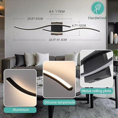 Modern Led Wall Sconces, 32inch Bathroom Mirror Vanity Light 28W, 4000K Wall Fixtures Staircase Lights, Indoor Wall Decor Bedside Wall Lamp for Bedroom Living Room Hallway Hotel