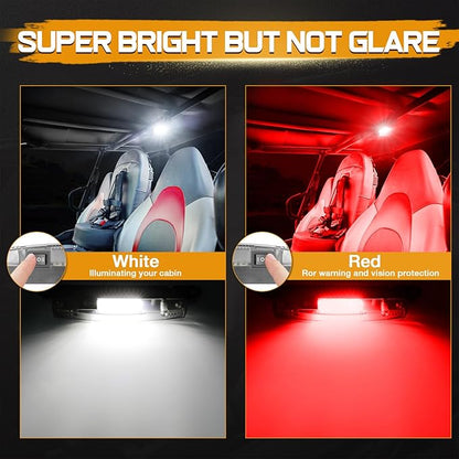 UTV Dome Light Universal Roll Bar Mount LED Interior Light Utility Roll Cage Courtesy Lights for UTV Polaris RZR ATV Can-Am Kawasaki Trucks Car Off Road Golf Cart - Red/White