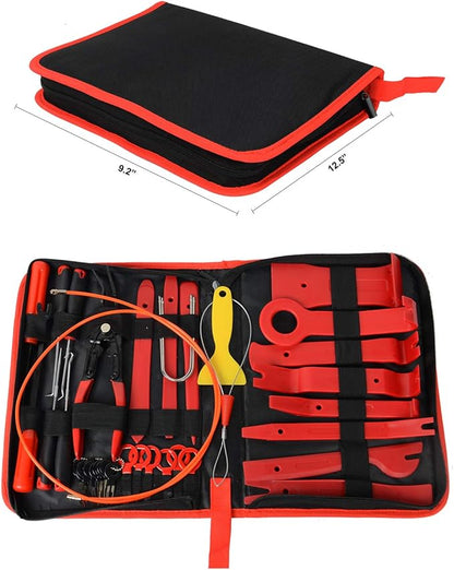 GOOACC 40Pcs Trim Removal Tool,Auto Terminal Removal Key Tool,Auto Clip Pliers Stereo Removal Tools,Car Upholstery Repair Removal Kit,Precision Hook and Pick Set,Wiring Threader,Car Film Scraper