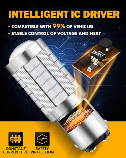 Auxbeam 1157 LED Bulbs Red Light, Super Bright 2057 2357 7528 BAY15D Replacement Light Bulb for Brake Stop Tail Lights, 3030 33-SMD 12V Bulb for Car, Pack of 2
