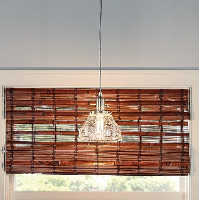 Kichler Avery 1-Light Bell Mini Pendant Light Fixture with Clear Seeded Glass in Brushed Nickel for Kitchen Island Lighting or Dining Room Hanging Lamp (8.5" x 8"), 43850NI