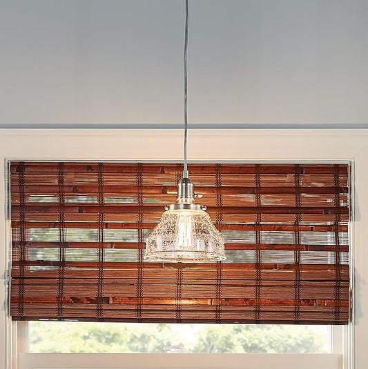 Kichler Avery 1-Light Bell Mini Pendant Light Fixture with Clear Seeded Glass in Brushed Nickel for Kitchen Island Lighting or Dining Room Hanging Lamp (8.5" x 8"), 43850NI