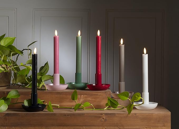 Abbott Collection Wax LED Flameless Taper Candle. Set of 2 - Sage Green (9.5" H)