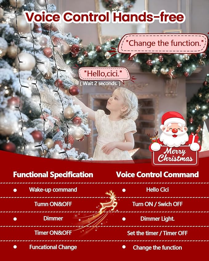 2025 New Christmas Tree Lights Indoor with Voice Control & Remote | 448LED Waterfall Tree Topper Lights with 12 Modes & Timer, 7FT x 16 Lines Cascading Twinkle Lights for 7FT Xmas Decor(Cool White)