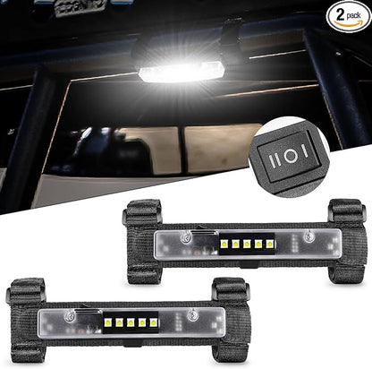 UTV Dome Light, Rfroad Lighting Universal Roll Bar Roll Cage Mount UTV Interior Light Battery Powered for ATV SXS Polaris RZR Can Am Truck Car Off Road Golf Car, 2 Pack