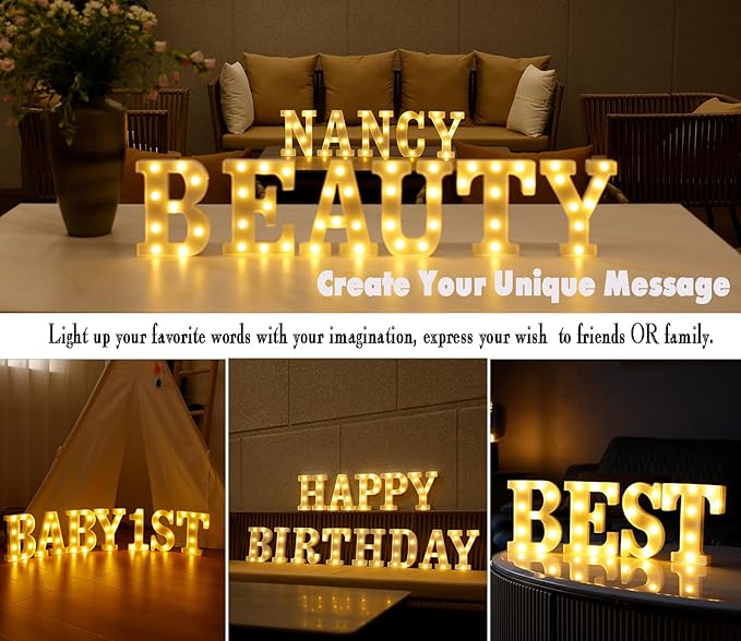 Small Led Marquee Letters, Light Up Letters, 8.58 Inch Led Letter Lights, Battery Powered Lighted Sign for Table, Party, Birthday, Christmas Decor (Letter B)