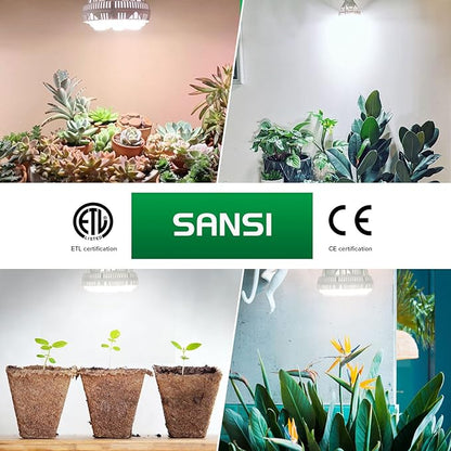 SANSI 24W Grow Light Bulb 1pack + 10W Grow Bulb 6pack, LED Full Spectrum, with Optical Lens for High PPFD, Energy Saving Plant Lights for Seeding and Growing