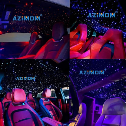 AZIMOM Bluetooth/APP LED 16W RGBW Fiber Optic Light Star Ceiling Kits 450pcs 0.03in 6.5ft Sensor Music Mode Remote Control Car Use Home Headliner Starlight Decoration