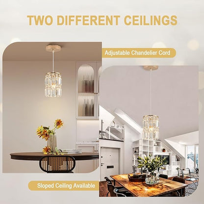 Rose Gold Pendant Lighting Modern Pendant Light, Mini Island Lights for Kitchen, Adjustable Pendant Lights for Kitchen Island Dinning Room Bedroom (2 Pack)