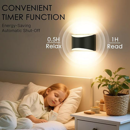 FOLKSMATE Battery Operated Wall Sconces Set of 2, 8000mAh Rechargeable Remote & Touch Control Wall Lamps, 3 Color Temperatures, Timer Dimmable Light for Bedroom, Living Room, Hallway