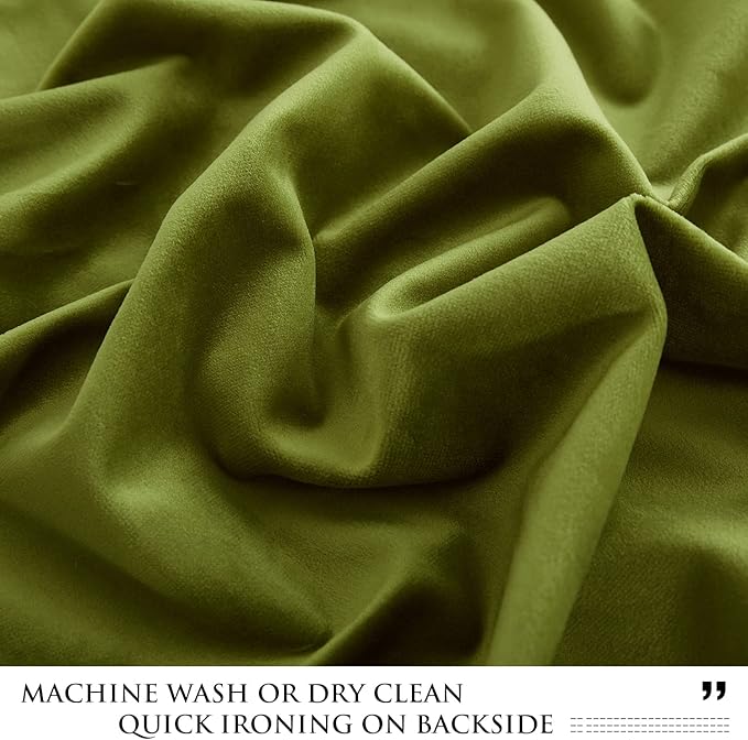 StangH Olive Green Velvet Curtains for Bedroom, Back Tab Light Blocking Thermal Insulated Window Door Drapes for Living Room/Farmhouse/Office, W52 x L84, 1 Panel