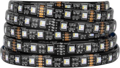 BTF-LIGHTING RGBW LED Strip Lights,UL Listed,5050 4 Colors in 1 RGB + 6000K-7000K Cool White,12V DC,16.4ft/5m 60LEDs/m 12mm Black PCB, IP65 Waterproof for Home Decoration(No Adapter or Controller)