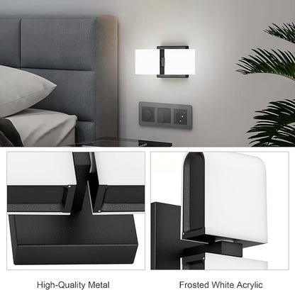Aipsun Black Wall Sconces Hardwired Modern LED Sconces Wall Lighting Indoor Wall Sconce for Living Room Hallway 6000K White Light