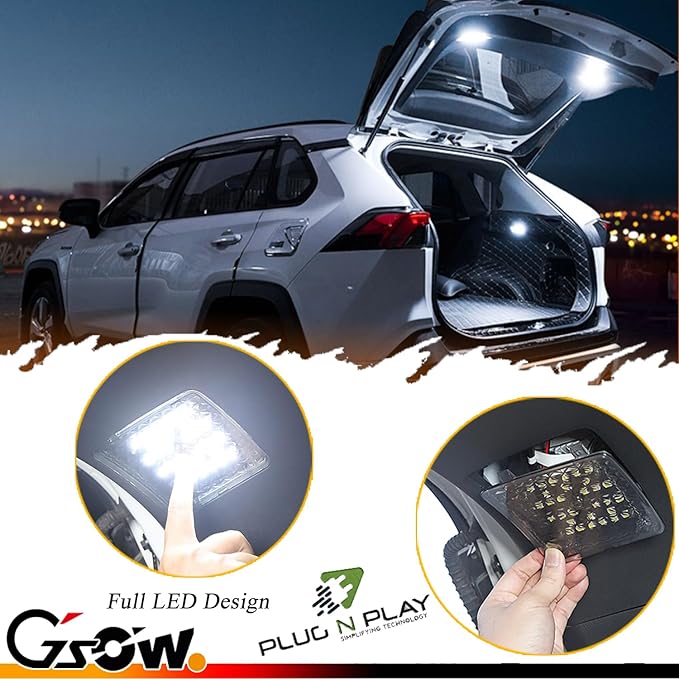 2 Pcs LED Trunk Overhead Lights for Toyo-ta RAV4 2019 2020 2021, Rav4 accessories Rear Hatch Door Lid Trunk Cargo Lamp Trunk Ceiling Lighting, (Not Fit for 2022+ RAV4)