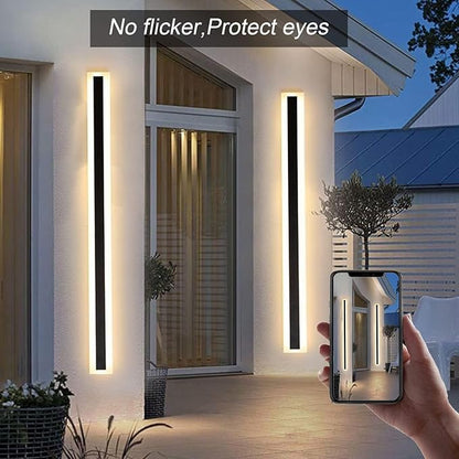 2 Pack-79INCH Long Outdoor LED Wall Lights,65W Waterproof IP65 Warm White led Wall Light Rectangular Black Wall Light,led Porch Lights Outdoor Wall Elegant Frosted White Acrylic Anti Rust
