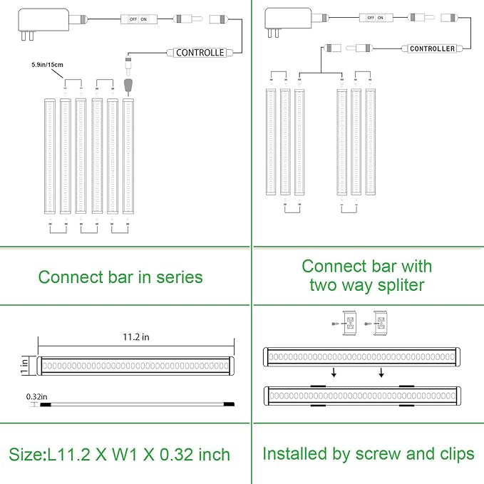 AIBOO LED Under Counter Light Rigid Bar Kit, Plug in Corded Under Cabinet Lighting with 12V LED Dimmable Switch for Counter Shelf Showcase Display Lighting (6 Panels,Warm White)
