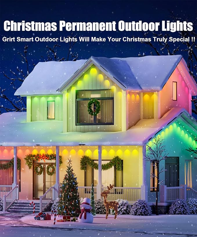 Permanent Outdoor Lights for House, 100Ft Smart RGB+IC Outdoor Decor Lights, 75 Scene Modes, APP & Remote Control, IP67 Waterproof, for Christmas, Daily & Holiday, House Roof Lighting