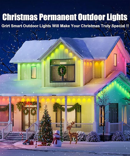 Permanent Outdoor Lights for House, 100Ft Smart RGB+IC Outdoor Decor Lights, 75 Scene Modes, APP & Remote Control, IP67 Waterproof, for Christmas, Daily & Holiday, House Roof Lighting