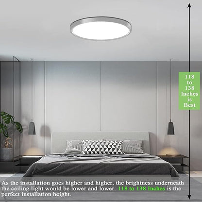 Ceiling Light LED 28W 12 Inch, 3 Color Temperature Switchable Round Ceiling Mount Light Fixture for Kitchen, Bedroom, Living Room, Dining Room -3000K/4500K/6500K White Shell