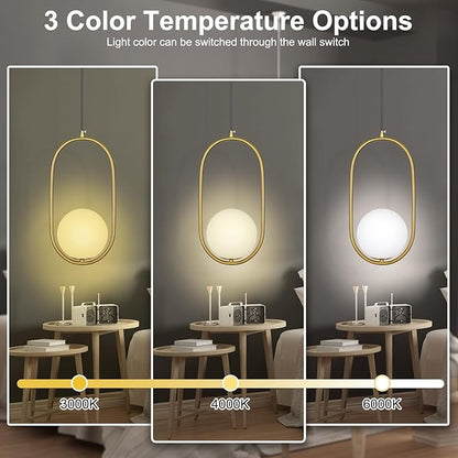 lobolighting Pendant Light Fixtures, 2 Pack Modern Gold Pendant Lighting Adjustable Height Mid Century Chandelier, Frosted Glass Globe Single Hanging Light for Kitchen Island Dining Room Bedroom