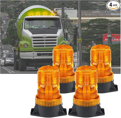 Xprite 30 LED Amber Forklift Beacon Strobe Light Safety Warning Flashing Lights for 10-110V Mower, ATV, Trucks, Tractor, Golf Carts, UTV, Cars, Bus-4PCS