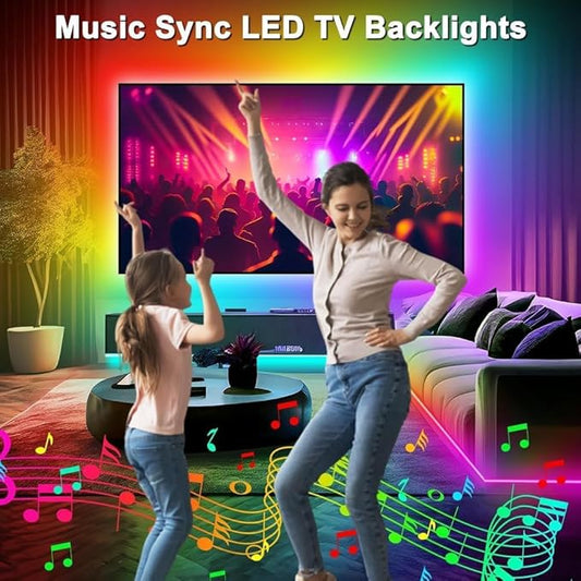 PSTAR LED Strip Lights for TV Backlight, 13.2ft RGB Color Changing TV Lights with Music Sync, Bluetooth APP & Remote Control, USB Powered for 32-65 Inch TVs, Bedroom, Gaming Room Decor